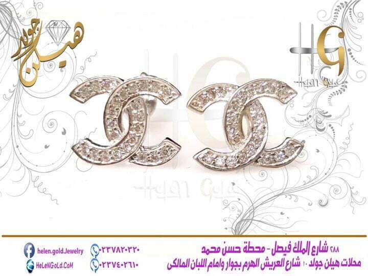 حلقان - حلق earring  اللون : ابيض العيار : 18 الوزن تقريبا : 3 جرام